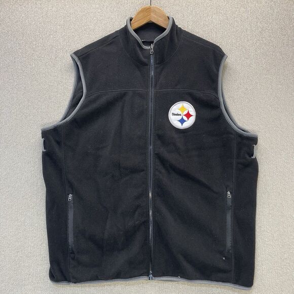Pittsburgh Steelers NFL Fleece Vest Men’s Large Black Zip Up Football Logo - Picture 7 of 7